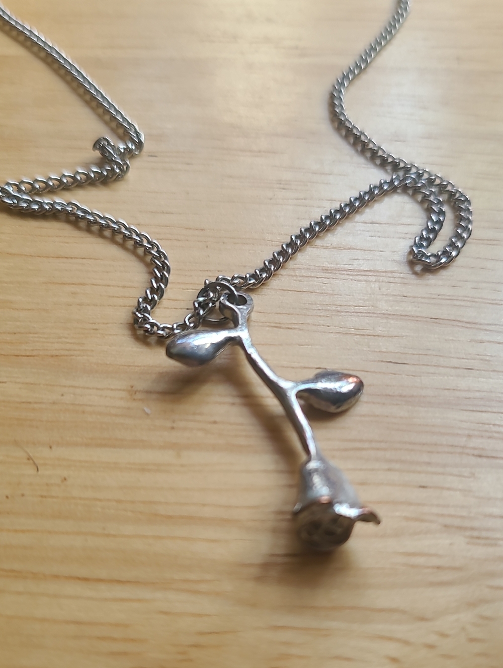 Sterling-Look Silver Rose Pendant Necklace